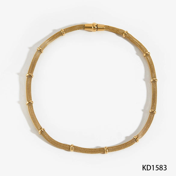 Fashion Niche Design Magnetic Bracelet Necklace With Metallic Mesh Pattern Made Of Round Stainless Steel And Electroplated