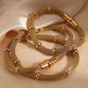 Fashion Niche Design Magnetic Bracelet Necklace With Metallic Mesh Pattern Made Of Round Stainless Steel And Electroplated