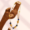 Fashion Niche Design Personality Creative Women's Stainless Steel 18K Gold Plated Bead Fivepointed Star Geometric Bracelet