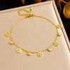 Fashion Niche Design Stainless Steel Anklet With Geometric Pattern Hollow Round Life Tree Cross Pendant And Diamond Encrusted