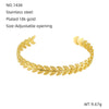 Fashion Niche Design Stainless Steel Gold Plated Wheat Ear Shape Open Bracelet Jewelry