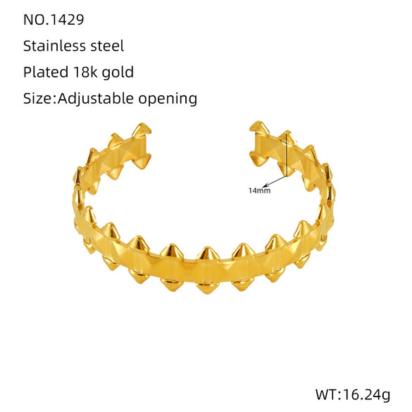 Fashion Niche Design Stainless Steel Gold Plated Wheat Ear Shape Open Bracelet Jewelry