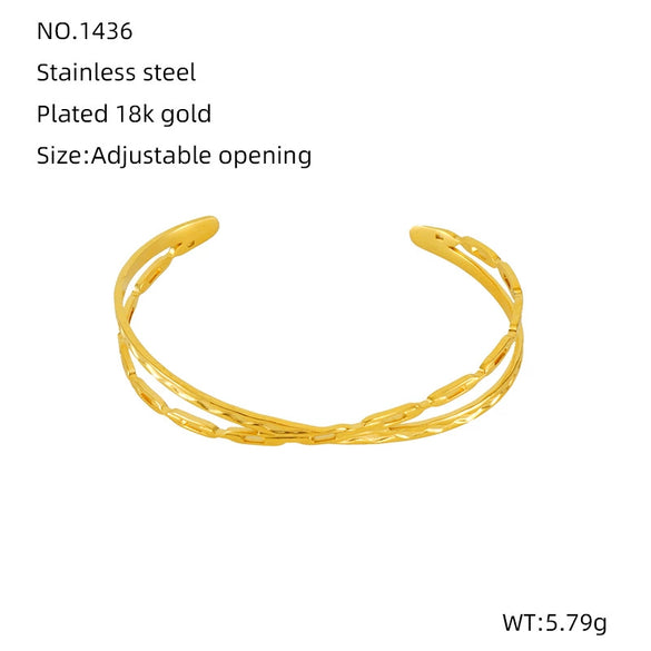 Fashion Niche Design Stainless Steel Gold Plated Wheat Ear Shape Open Bracelet Jewelry
