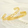 Fashion Niche Design Stainless Steel Gold Plated Wheat Ear Shape Open Bracelet Jewelry