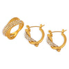 Fashion Niche Design 316L Stainless Steel Goldplated Ring Earrings Jewelry Set For Women