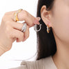 Fashion Niche Design 316L Stainless Steel Goldplated Ring Earrings Jewelry Set For Women