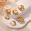 Fashion Niche Design 316L Stainless Steel Goldplated Ring Earrings Jewelry Set For Women