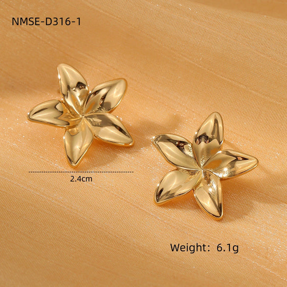 Fashion Niche Design Titanium Steel Heart Earrings For Women With Electroplating Treatment