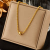 Fashion Niche Design Titanium Steel Round Bead Thread Wave Clavicle Chain With Geometric Pattern And Electroplating For Women