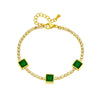 Fashion Niche Diamond Square Emerald Gem Pendant Titanium Steel Jewelry Bracelet With Geometric Pattern And Electroplating Treatment