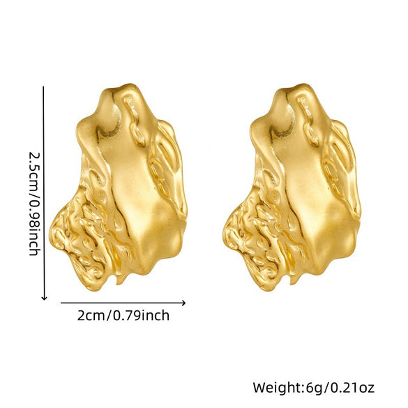 Fashion Niche Irregular Glossy Geometric Goldplated Stainless Steel Earrings Accessories
