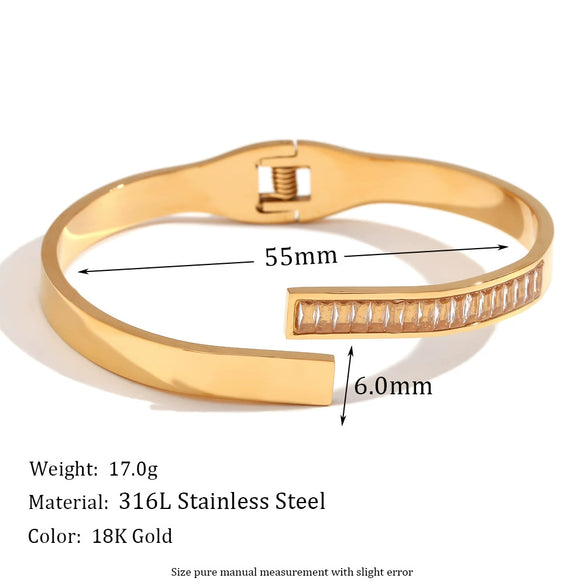 Fashion Niche Popular Stainless Steel Bracelet 18K Gold Plated Microset Devil's Eye Spring Buckle Geometric Style