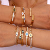 Fashion Niche Popular Stainless Steel Bracelet 18K Gold Plated Microset Devil's Eye Spring Buckle Geometric Style