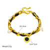 Fashion Niche Simple Retro Pendant Steel Leather Chain Bracelet With Round Shape And Electroplated Finish