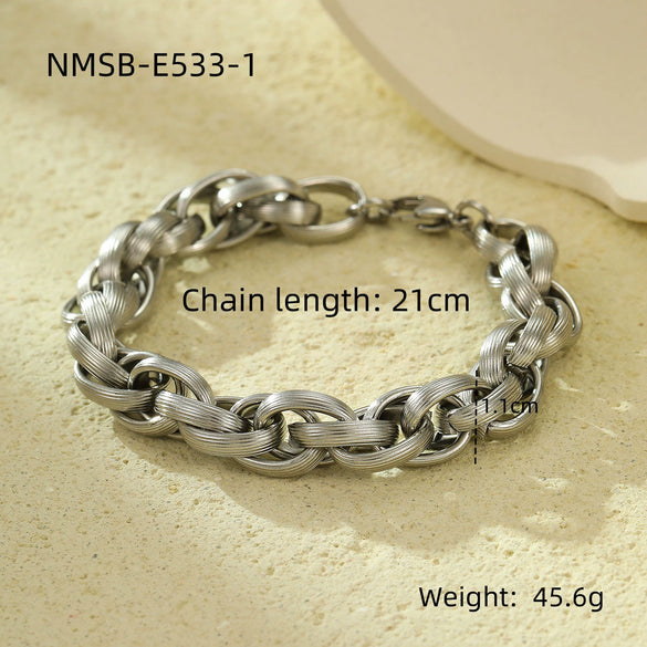 Fashion Niche Stainless Steel And Titanium Steel Twist Wrapped Hiphop Style Bracelet For Men And Women With Electroplating Treatment