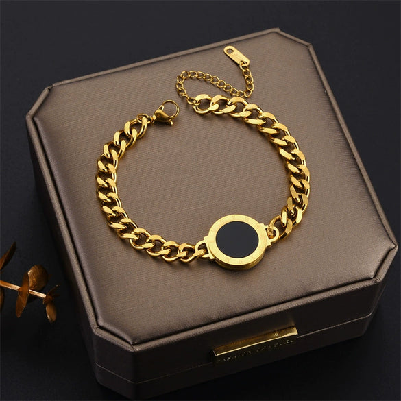 Fashion Niche Thick Chain Titanium Steel Jewelry Electroplated Allmatch Bracelet