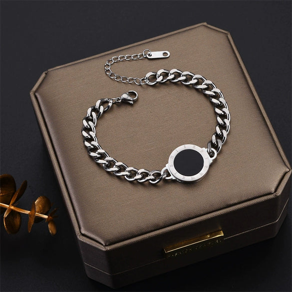 Fashion Niche Thick Chain Titanium Steel Jewelry Electroplated Allmatch Bracelet