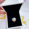 Fashion Noble Freshwater Pearl Zircon Women's Copper Gold Plated Ring