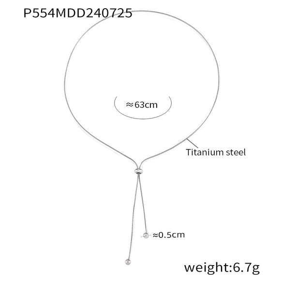 Fashion Nonfading Round Bead Pull Buckle Titanium Steel 18K Gold Plated Tassel Necklace Bracelet Anklet Jewelry Suit With Electroplating