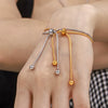 Fashion Nonfading Round Bead Pull Buckle Titanium Steel 18K Gold Plated Tassel Necklace Bracelet Anklet Jewelry Suit With Electroplating
