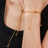 Fashion Nonfading Round Bead Pull Buckle Titanium Steel 18K Gold Plated Tassel Necklace Bracelet Anklet Jewelry Suit With Electroplating