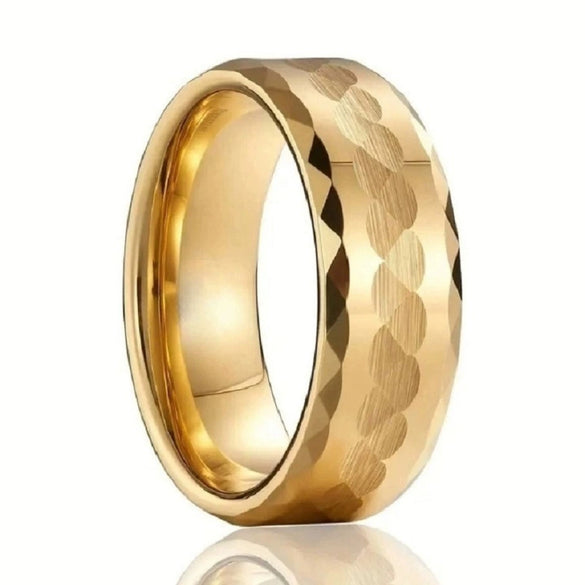 Fashion Novelty Honeycomb Shape Cut Stainless Steel Ring With Electroplating