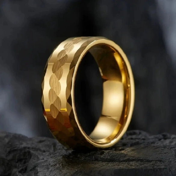 Fashion Novelty Honeycomb Shape Cut Stainless Steel Ring With Electroplating