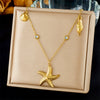 Fashion Ocean Series Accessories Stainless Steel Goldplated Animal Zodiac Starfish Shell Butterfly Pendant Necklace With O Word Chain