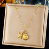 Fashion Ocean Series Accessories Stainless Steel Goldplated Animal Zodiac Starfish Shell Butterfly Pendant Necklace With O Word Chain