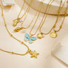 Fashion Ocean Series Accessories Stainless Steel Goldplated Animal Zodiac Starfish Shell Butterfly Pendant Necklace With O Word Chain