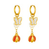 Fashion Oil Dripping Cartoon Insect Pattern Stainless Steel Electroplated Hanging Earrings For Women