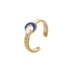 Fashion Oil Dropping Titanium Steel Open Ring With Gold Plated Leaves And Small Flower Design Jewelry