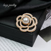 Fashion Ol Camellia Alloy Electroplated Brooch With Crystal Diamond And Highgrade Pearl For Women And Unisex As Clothing Accessories