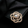 Fashion Ol Camellia Alloy Electroplated Brooch With Crystal Diamond And Highgrade Pearl For Women And Unisex As Clothing Accessories
