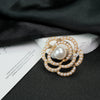 Fashion Ol Camellia Alloy Electroplated Brooch With Crystal Diamond And Highgrade Pearl For Women And Unisex As Clothing Accessories
