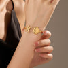Fashion Ol Geometric Marine Elements Stainless Steel 18K Electroplated Adjustable Scallop Opening Bracelet