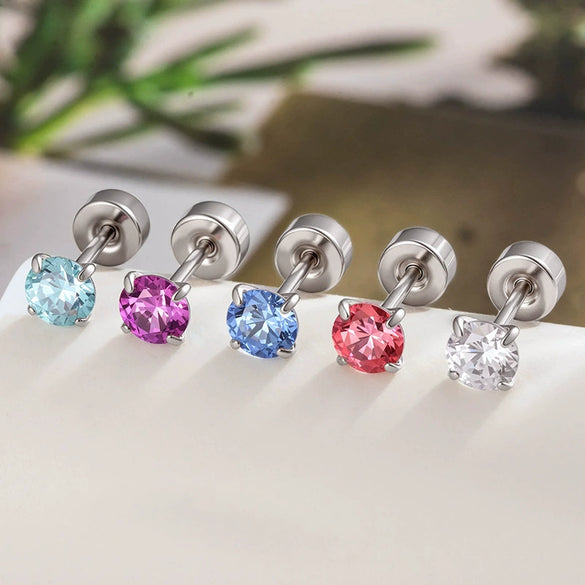 Fashion Ol Geometric Metal Zirconia Piercing Earrings
