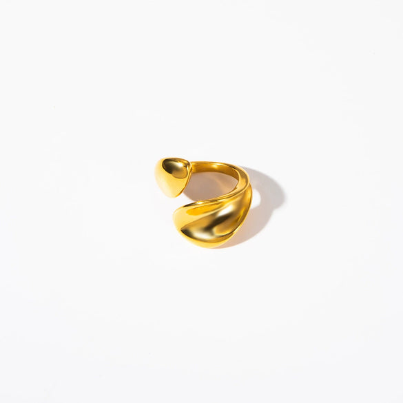 Fashion Ol Simple Stainless Steel Nonfading Real Gold Irregular Geometric Ring With Electroplating