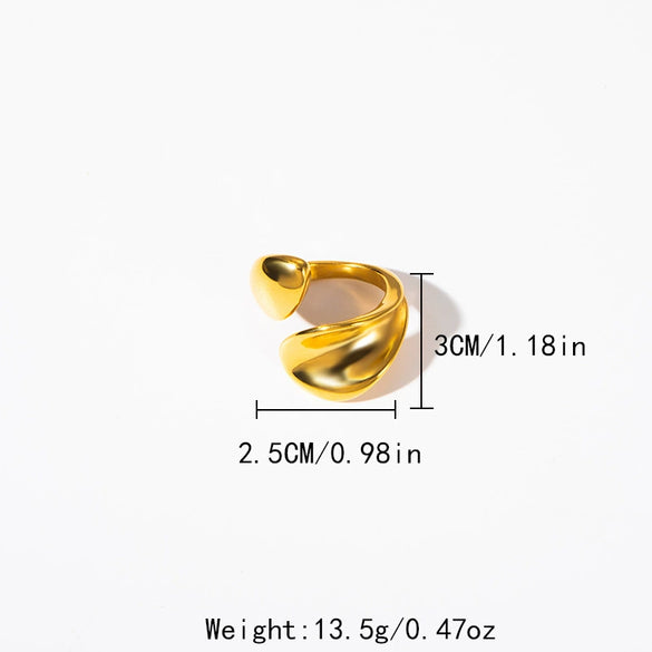 Fashion Ol Simple Stainless Steel Nonfading Real Gold Irregular Geometric Ring With Electroplating