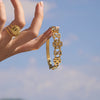 Fashion Ol Style Heart Shape Stainless Steel 18K Gold Plated Spring Buckle Bracelet With 5A Zircon