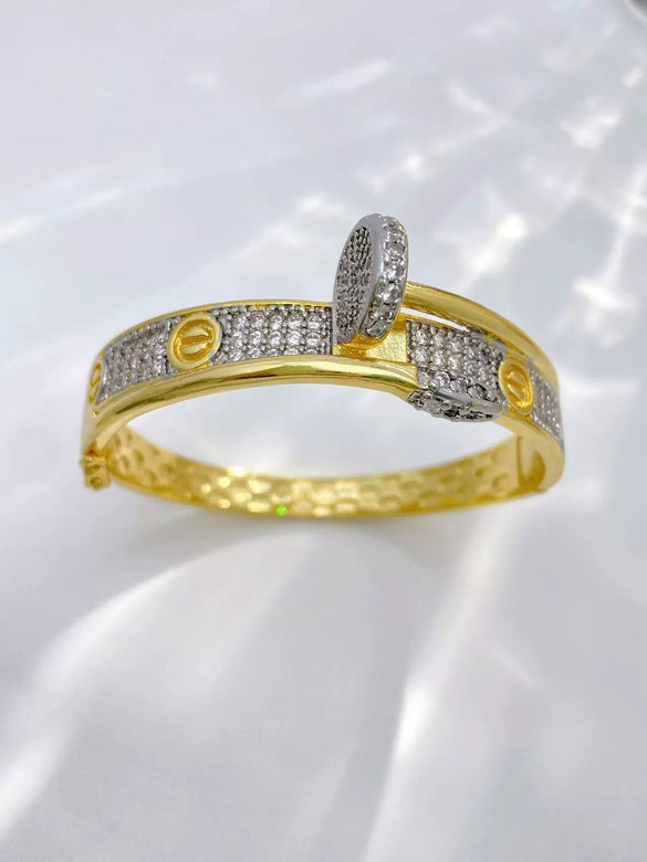 Fashion Open Doublelayer Bracelet For Women Copper Electroplated