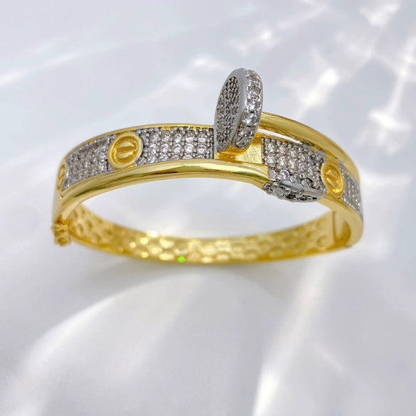 Fashion Open Doublelayer Bracelet For Women Copper Electroplated