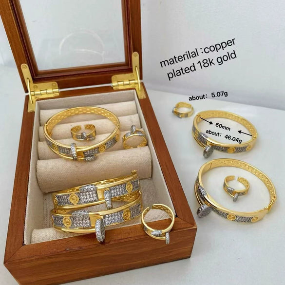 Fashion Open Doublelayer Bracelet For Women Copper Electroplated