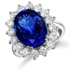 Fashion Open Geometric Ring With Red Tourmaline Deep Blue Zircon And Diamond Accent Adjustable Unisex Statement Jewelry