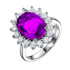 Fashion Open Geometric Ring With Red Tourmaline Deep Blue Zircon And Diamond Accent Adjustable Unisex Statement Jewelry