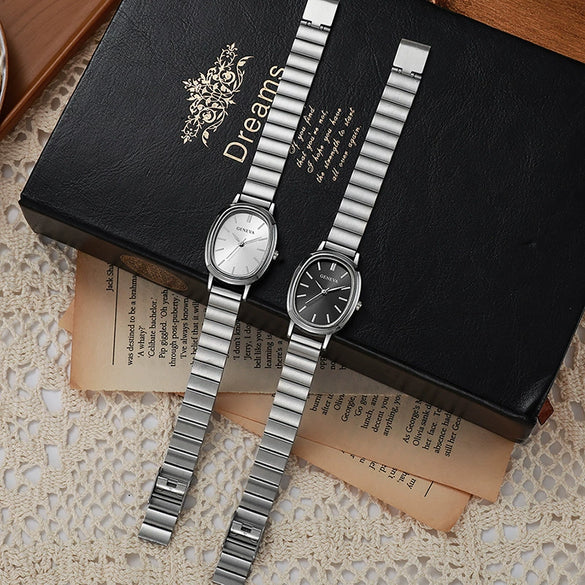Fashion Oval Bamboo Steel Band Women's Watch