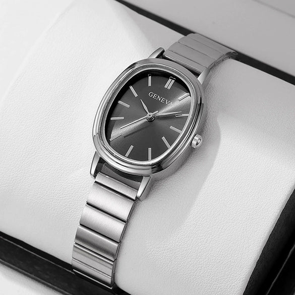 Fashion Oval Bamboo Steel Band Women's Watch