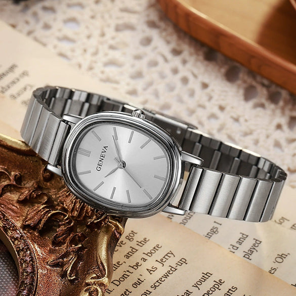 Fashion Oval Bamboo Steel Band Women's Watch