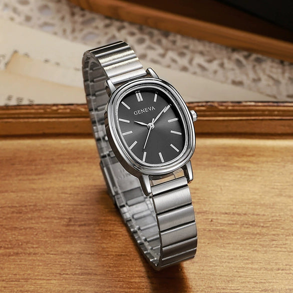 Fashion Oval Bamboo Steel Band Women's Watch