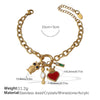 Fashion Owl Red Love Oil Dripping Crown Style Freshwater Pearl 316L Stainless Steel Alloy Marine Life Pattern Electroplated Bracelet For Women